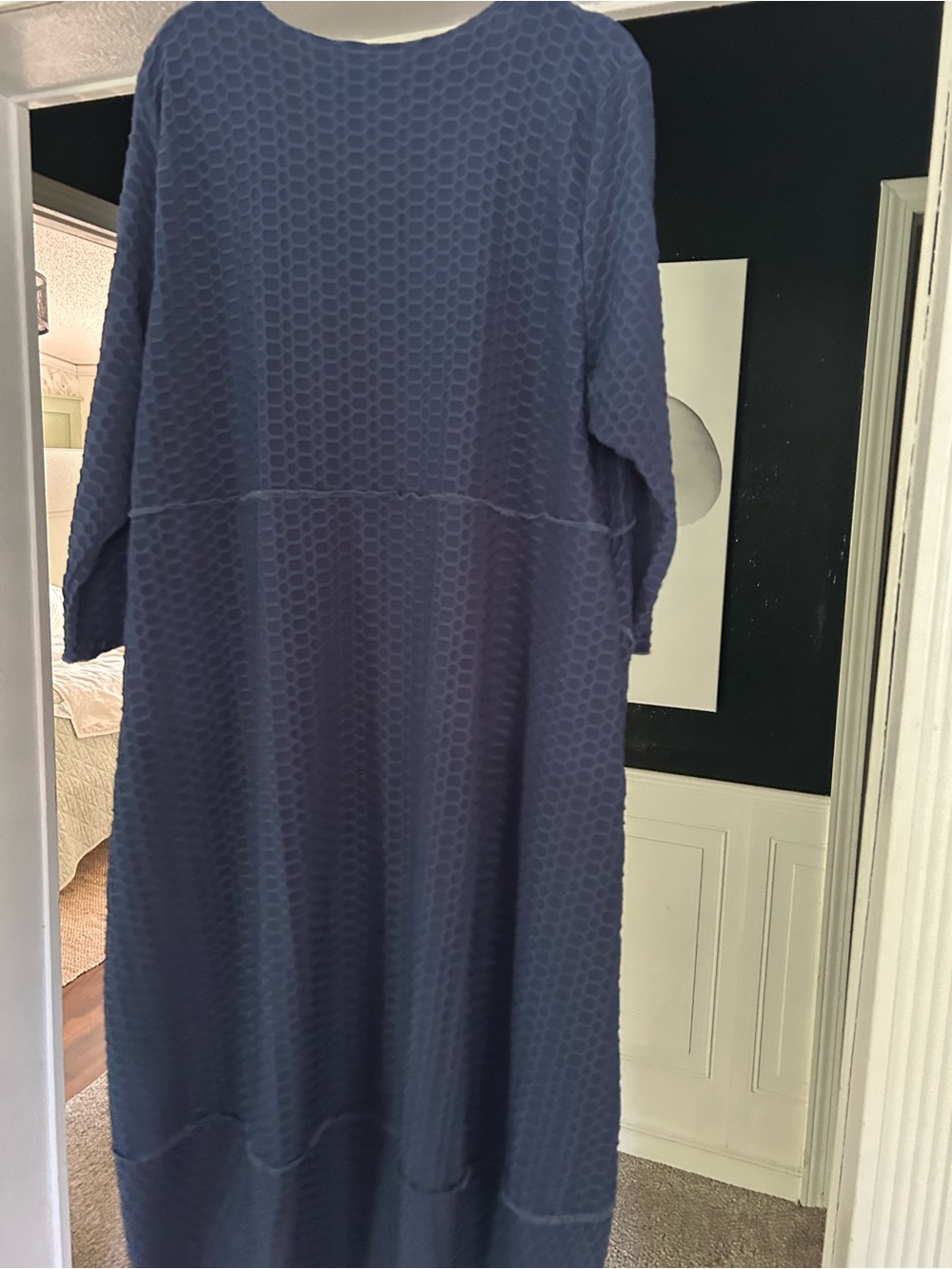 Relaxed Navy Textured Midi Dress by - Picture 2 of 3